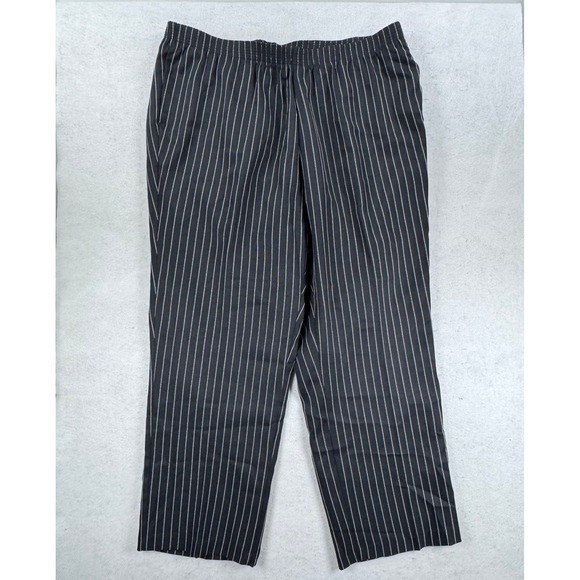 Allison Daley Pants - Allison Daley Womens 20W Pinstripe Elastic Waist Straight Leg Pants Black